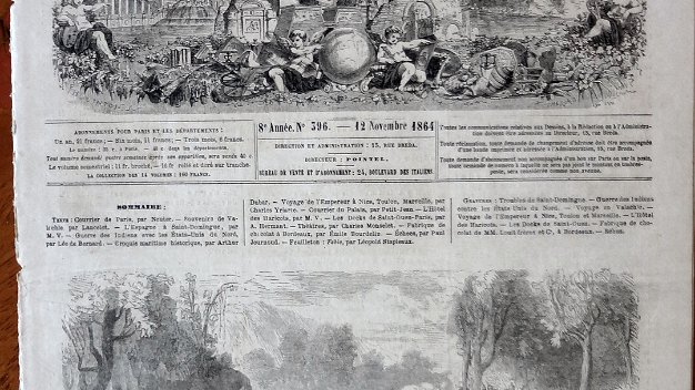 Le Monde French publication titled "Le Monde Illustre, Journal Hebdomadaire", 8th. year, No.396, dated 12 November 1864. Includes...